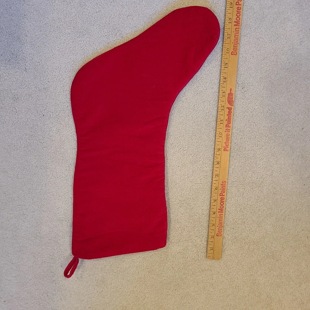 Santa Needlepoint Victorian Santa Stocking‎ Red Velvet Back